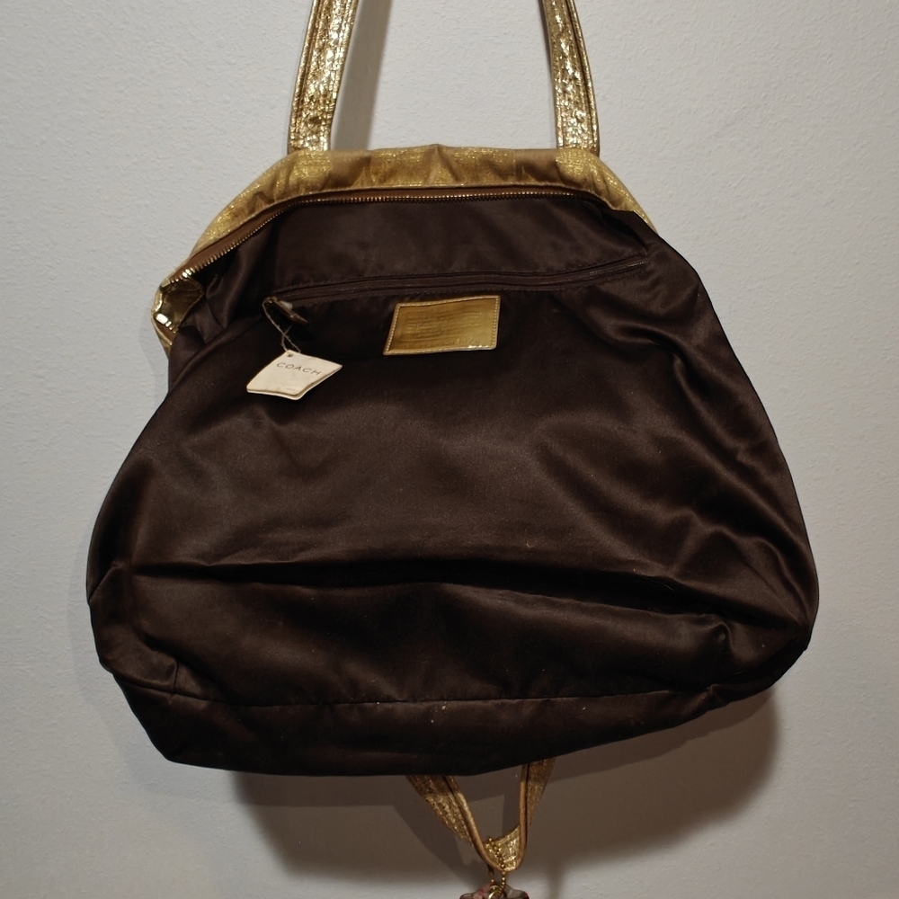 Vintage Y2K Coach Poppy Purse Tag Attached Tote Gold Signature Monogram Logo - Picture 14 of 16